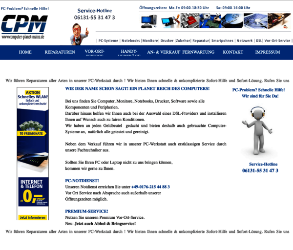 Bild der alten Webseite von CPM